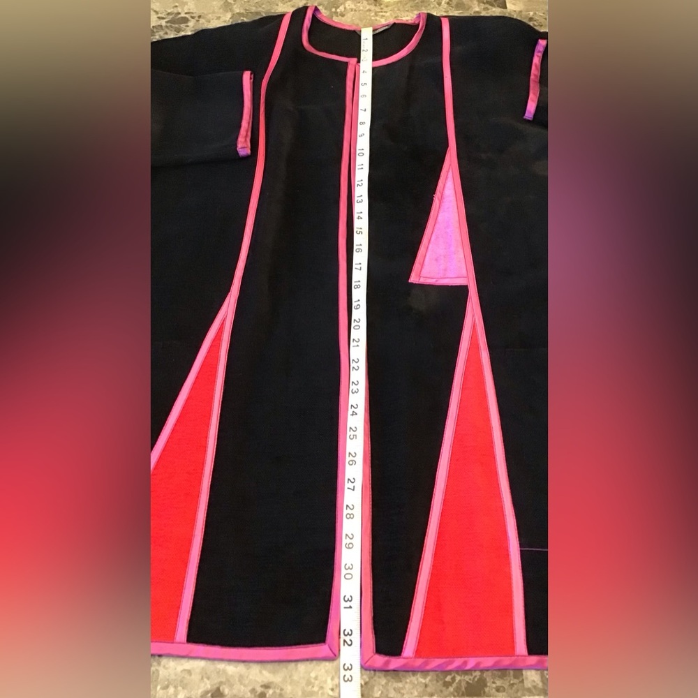 ANNIKKI KARVINEN Boho Festival Relaxed Jacket Pink and Black Flowy Lagenlook OS - Picture 9 of 15